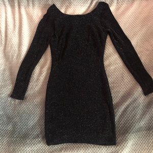 Long sleeve black glitter dress